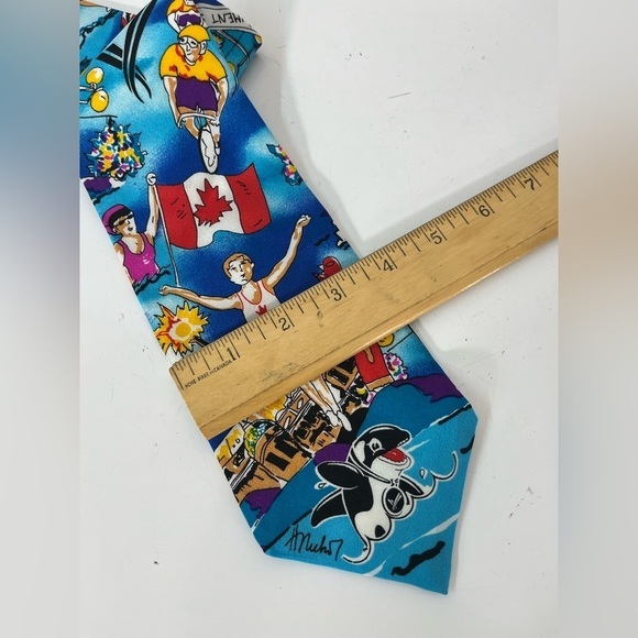 Heather Nichol Canada Sports Silk Tie Victoria BC Necktie Commonwealth Games 90s - Picture 3 of 5